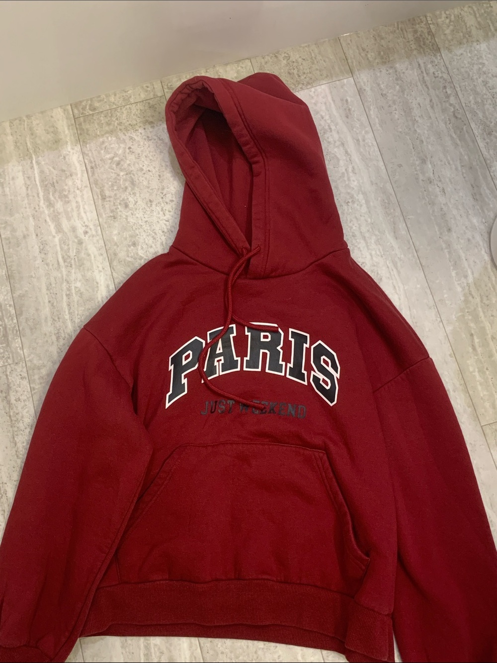 Maroon "PARIS" Pullover Hoodie - Men